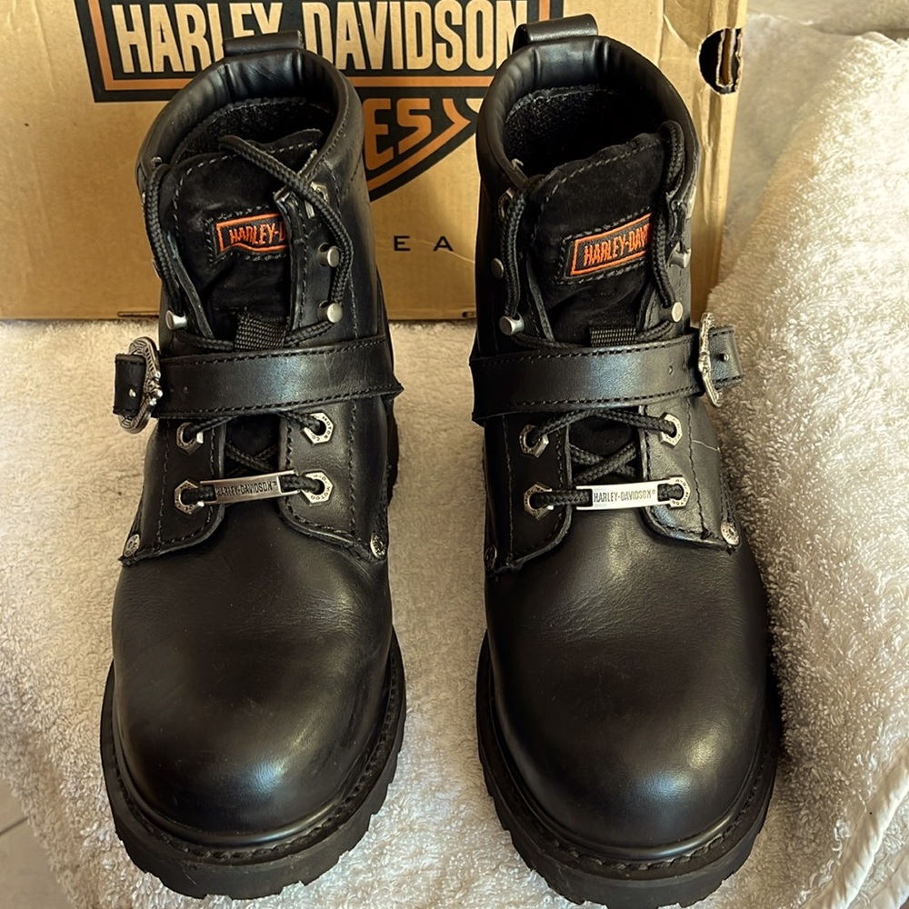 Harley Davidson Leather Moto Boots Women Size 8 Wide